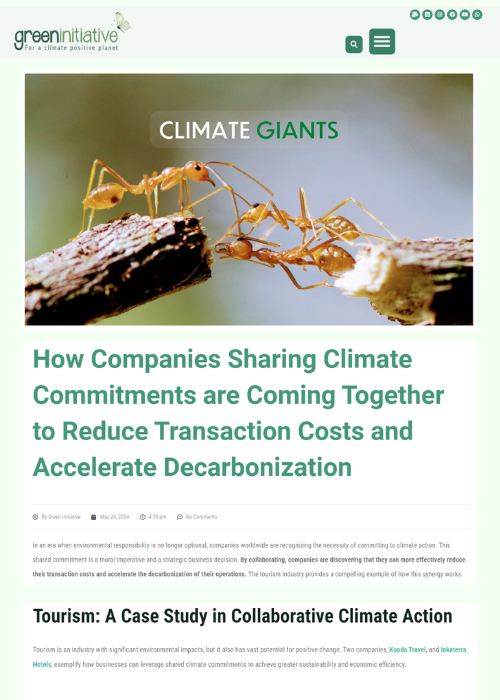 HOW COMPANIES SHARING CLIMATE COMMITMENTS ARE COMING TOGETHER TO REDUCE TRANSACTION COSTS AND ACCELERATE DECARBONIZATION – GREEN INITIATIVE – 05.24