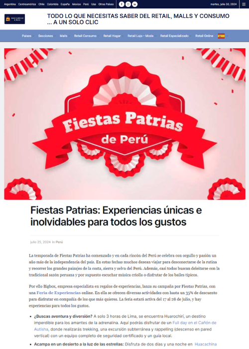 FIESTAS PATRIAS: EXPERIENCIAS ÚNICAS E INOLVIDABLES PARA TODOS LOS GUSTOS – AMERICA RETAIL – 07.24