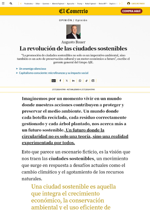 LA REVOLUCIÓN DE LAS CIUDADES SOSTENIBLES – EL COMERCIO