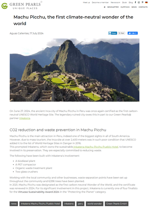 MACHU PICCHU, THE FIRST CLIMATE