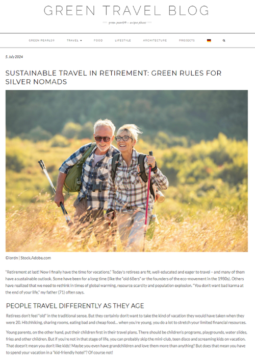 SUSTAINABLE TRAVEL IN RETIREMENT: GREEN RULES FOR SILVER NOMADS – GREEN TRAVEL BLOG – 07.24