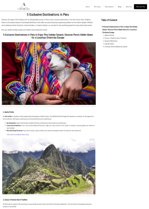 5 EXCLUSIVE DESTINATIONS IN PERU – ANDEAN TRAVEL EXPERIENCE – 12.24