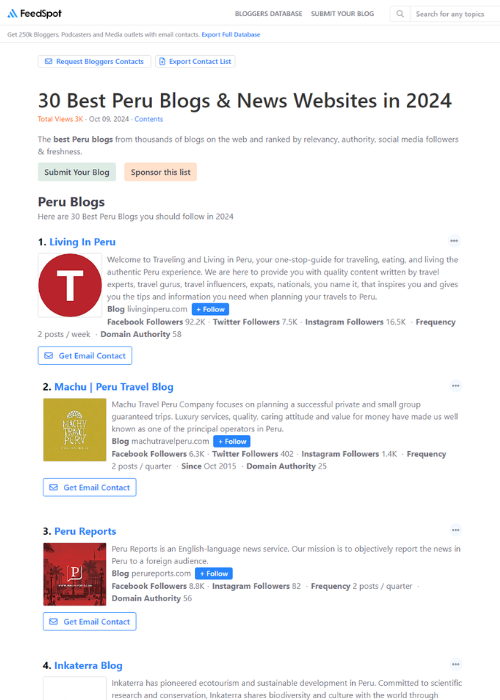 30 BEST PERU BLOGS & NEWS WEBSITES IN 2024 – FEED SPOT – 10.24