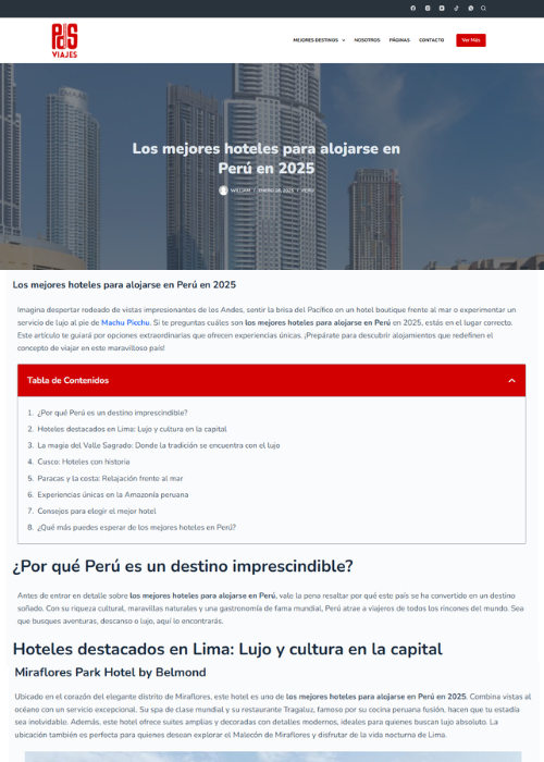 LOS MEJORES HOTELES PARA ALOJARSE EN PERÚ EN 2025 – PDS VIAJES – BLOG (PE) – 01.25