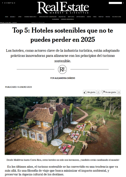 TOP 5: HOTELES SOSTENIBLES QUE NO TE PUEDES PERDER EN 2025 – REAL ESTATE, MARKET & LIFESTYLE (MX) by Alejandra Cañedo – 01.25