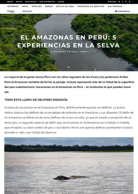 EL AMAZONAS EN PERÚ: 5 EXPERIENCIAS EN LA SELVA – REISEN EXCLUSIV – 01.25